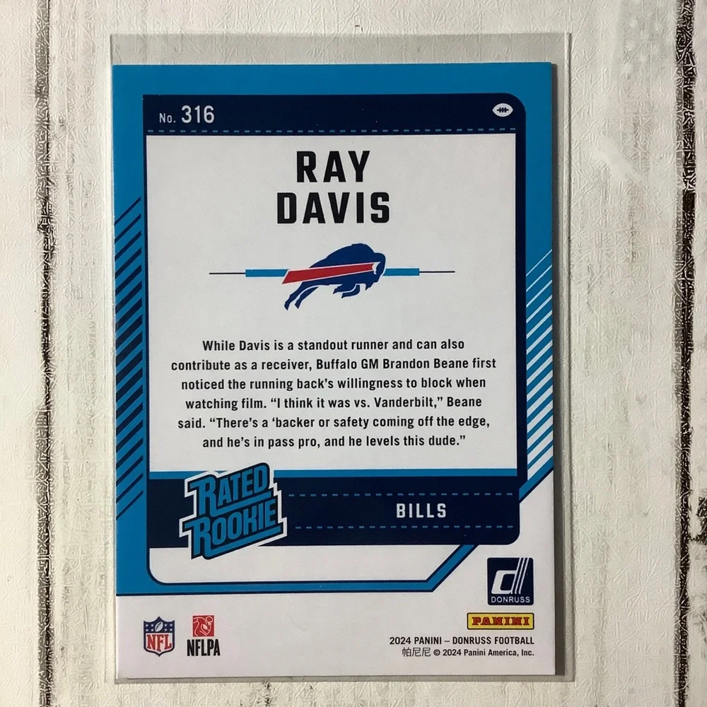 2024 Donruss Ray Davis Press Proof Yellow Rated Rookie Bills